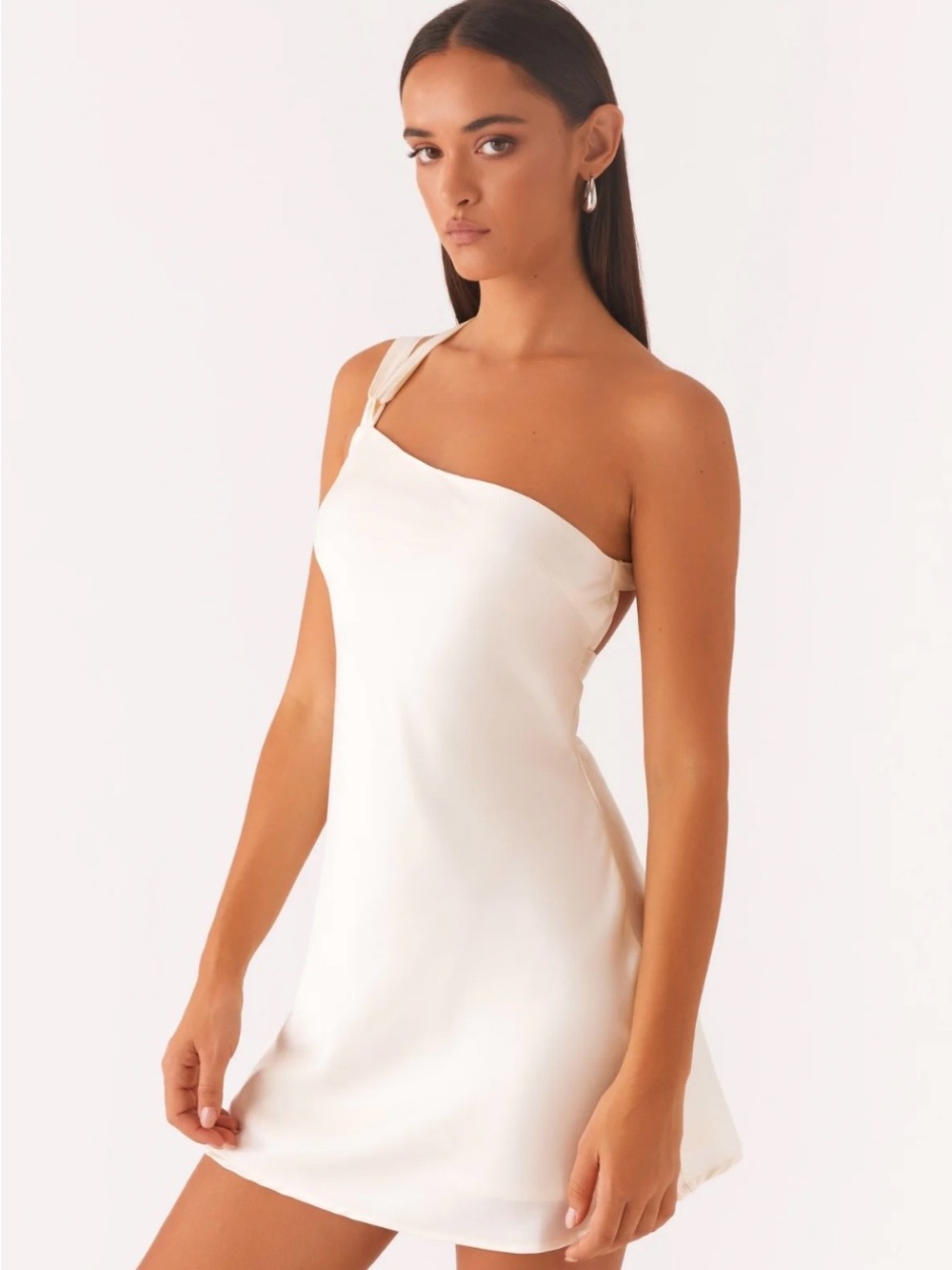 PepperMayo One-Shoulder Pearl Mini Dress